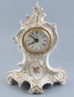 Sitzendorf porcelán asztali óra, Weimar quartz működő óraszerkezettel, jelzett, kézzel festett, hibátlan, m: 30 cm