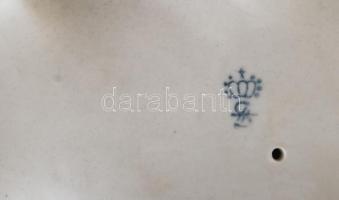 Sitzendorf porcelán asztali óra, Weimar quartz működő óraszerkezettel, jelzett, kézzel festett, hibá...