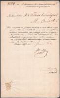 1872 Ybl Lajos bírósági elnök (Ybl Miklós testvére) kézirata és aláírása hivatalos iraton