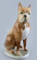 Zsolnay porcelán boxer kutya, kézzel festett, jelzett, hibátlan, m: 13 cm