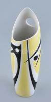 Zsolnay porcelán modern váza, tervező: Török János, kézzel festett, jelzett, kopásnyomokkal, apró mázhibákkal, belül vízköves, m: 26,5 cm