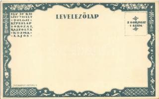 Fogkefe. Egy jó kislány viselt dolgai I. sorozat 1. szám / Toothbrush. Hungarian art postcard s: Koz...