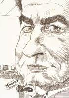 Richard Willson (1939-2011): KöpyKat. Tus, papír, jelzett. Üvegezett, kissé sérült fakeretben, 30×25...