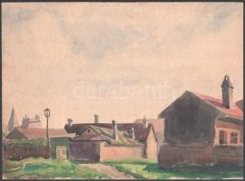 Adámi Sándor (1912 k.-1991): Tabán. Akvarell, papír, jelezve jobbra lent, apró foltokkal, 25x33,5 cm