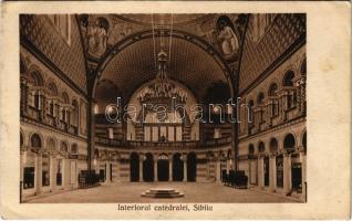 1918 Nagyszeben, Hermannstadt, Sibiu; Interiorul catedralei / Székesegyház, belső. Verlag Emil Fischer. Druck v. Jos. Drotleff / cathedral, interior (EK)