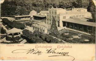 1900 Herkulesfürdő, Herkulesbad, Baile Herculane; Gyógyterem / Kursalon / spa, bath (ragasztónyom / glue marks)