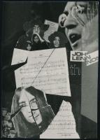 1985 John Lennon (1940-1980) énekes, zeneszerző, költő, a Beatles együttes tagja emlékére készített kollázs fotója, alkotója Zsámbok Péter, feliratozva, ezüst zselatinos fotópapíron, 15x10,5 cm
