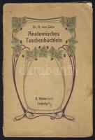 1897 Dr. A. von Zahn: "Anatomisches Taschenbüchlein" anatómiai kis zsebkönyv német nyelven, Leipzig-i kiadás