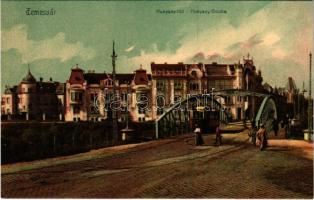 Temesvár, Timisoara; Hunyadi híd, villamos / Hunyady-Brücke / bridge, tram