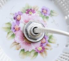 Herendi BFR (BOUQUET de FRUITS) hiányos lámpa, német tálkával pótolt aljjal, jelzett, kopásnyomokkal...