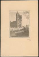 1914 Fóti templom, aláírva, datálva, vintage fotó, 11,2x8,3 cm, karton 25x17 cm