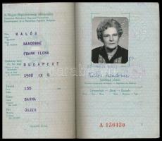 1965 Magyar Népköztársaság által kiállított fényképes útlevél, osztrák, svájci, angol, afrikai vízumokkal, bélyegzésekkel, a borítón elszíneződés
