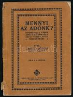 László József: Mennyi az adónk? Szombathely város adózó közönsége által viselt adók ismertetése. Szombathely, 1914, Vasvármegye, 78 p. Kiadói papírkötés, szakadt borítóval, kissé hiányos gerinccel.