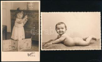 cca 1940-1950 Gyermekportrék, 6 db fotólap, közte egy foltos, 13,5x8,5 cm