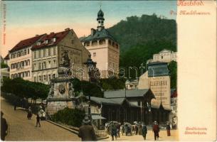 Karlovy Vary, Karlsbad; Der Marktbrunnen / fountain, street view (EK)