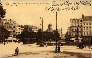 Liege, Place de la République Francaise et Statue Grétry / square, tram (EK)