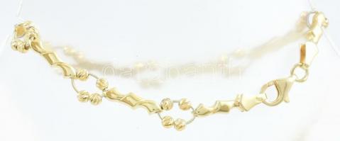 Aranyozott ezüst(Ag) nyaklánc + karkötő, jelzett, h: 44,5 és 18,5 cm, nettó: 16,1 g