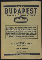 1935 Nagy Budapest térképe útmutatóval, laporelló formában, az Aczél testvérek kiadásában