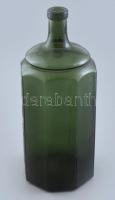 Lysoform fertőtlenítőszeres üveg, dombornyomott, anyagában színezett, kis csorbával, m: 23,5 cm