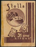 cca 1930 Stella sütőpor reklámos receptfüzet, viseltes, ragasztott borítóval