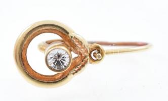 Arany (Au) 14 K fülbevalópár kővel, jelzett, 1,6×0,8 cm, bruttó: 1 g