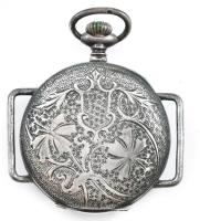 Ezüst (Ag) Remontoir zománcos női zsebóra, átalakított, sérült, nem jár, jelzett. D: 35mm