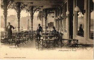 Hamburg, Alsterpavillon H. Heinze / restaurant, terrace with waiters. Knackstedt &amp; Näther Lichtdruckerei