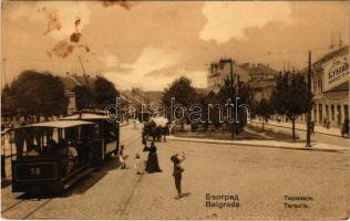Belgrade, Beograd; Terazie / street view, tram (fl)