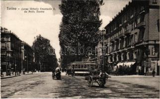 Torino, Turin; Corso Vittorio Emanuele II da Porta Nuova / street view, tram (fa)