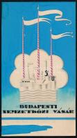 Budapesti Nemzetközi Vásár, art deco reklám- vagy plakátterv, 1930 körül. Akvarell, ceruza, karton. Jelzés nélkül. 14,5x8 cm