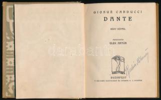 Giosue Carducci: Dante. Négy képpel, fordította: Elek Artúr, A borítóképet Szántó Lajos rajzolta. Bp...