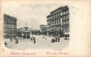 1898 Budapest VIII. Kálvin tér, gyógyszertár, villamos (EK)