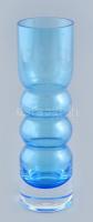 Kék retró üveg váza, hibátlan, m: 20,5 cm