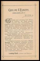 cca 1900-1910 Wien (Bécs), Ludwig Riedl's Café de l'Europe kávéház többnyelvű ismertető ki...