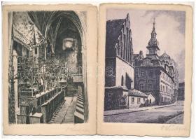Praha, Prag; Staronová synagoga. púvodni lept / old synagogue. etching - 2 pre-1945 postcard