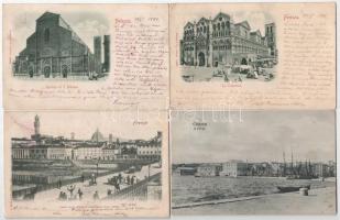 12 db RÉGI olasz város képeslap vegyes minőségben / 12 pre-1920 Italian town-view postcards in mixed quality