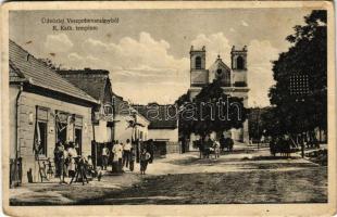 1930 Veszprémvarsány (Pannonhalma), Római katolikus templom, utca, Nemsitz Ede üzlete és saját kiadása (EK)