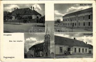 1940 Nagymagyar, Velky Mager, Zlaté Klasy; községháza, római katolikus iskola és templom, Fogyasztási szövetkezet üzlete és saját kiadása / town hall, church, school, cooperative shop (EK)