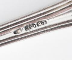 Ezüst(Ag) kagylós habos kanál, jelzett, h: 12,5 cm, nettó: 34 g