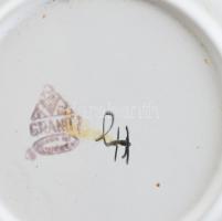 Gránit népi tányérok (2 db), kézzel festett, jelzett apró kopással, d: 20 cm