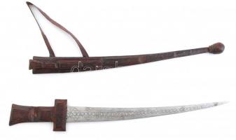Arab bőrmintázatú kard, kopott, h: 77 cm