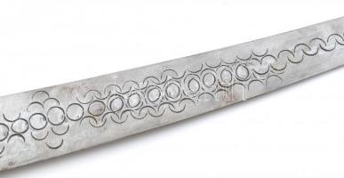 Arab bőrmintázatú kard, kopott, h: 77 cm