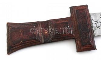 Arab bőrmintázatú kard, kopott, h: 77 cm