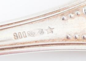 Ezüst(Ag) 2 db szószos merőkanál, jelzett, h: 14,5 cm, nettó: 83,5 g