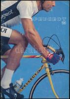 1986 Peugeot versenykerékpár katalógus, svéd nyelvű, színes fotókkal illusztrált, kissé kopott, 12 p. / Peugeot racing bicycles, illustrated catalogue, Swedish language