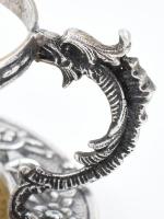 Ezüst(Ag) teaszűrő tartóval, jelzett, 11,5×7,5 cm, nettó: 116,4 g