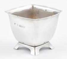 Ezüst(Ag) négyszögletes mini kaspó, jelzett, m: 3,5 cm, nettó: 14,6 g