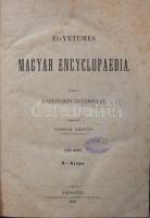 1859 Egyetemes Magyar Encyclopaedia I.-II. kötete egyben, Szent István Társ. Korabeli aranyozott gerincű félvászon kötésben.