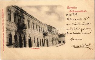 1900 Csíkszereda, Miercurea Ciuc; Vár utca, Friedmann kávéház és cukrászda. Szvoboda József kiadása, Excelsior felvétele / street, cafe and confectionery shop (EK)