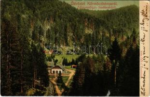 1906 Körmöcbánya, Kremnitz, Kremnica; Zólyomvölgy, Vadászkürt szálloda. Ritter Lipót J. kiadása / valley, hotel (fl)